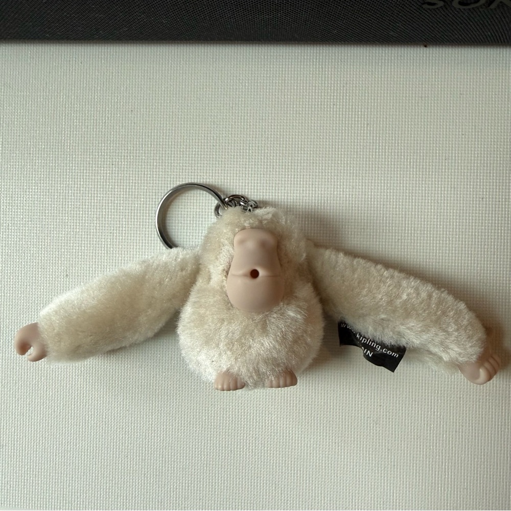 Kipling Cream Plush Key Charm
